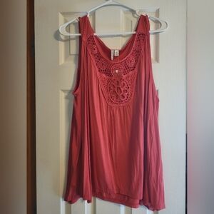 Cato Pink Crochet Accent Tank Top